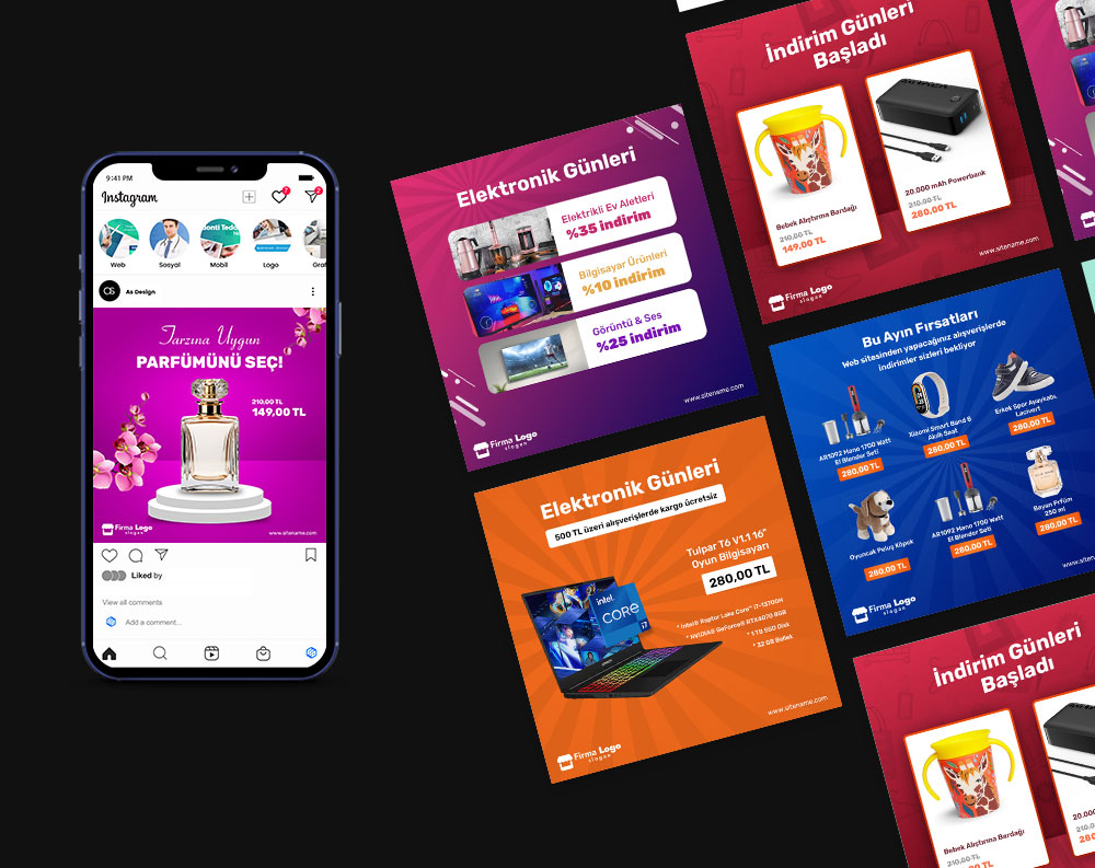 E-Ticaret Sosyal Medya Ürün Post Tasarımları