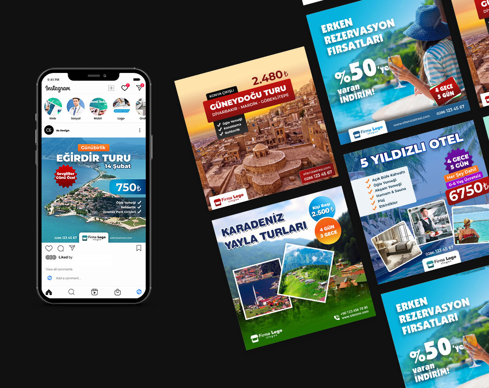 Turizm & Tur Sosyal Medya Post Tasarımı